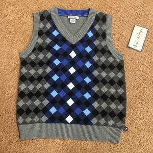 Hartstrings Boys Blue & Grey Knit Sweater Vest Size 5/6 Preppy Academia Grandpa